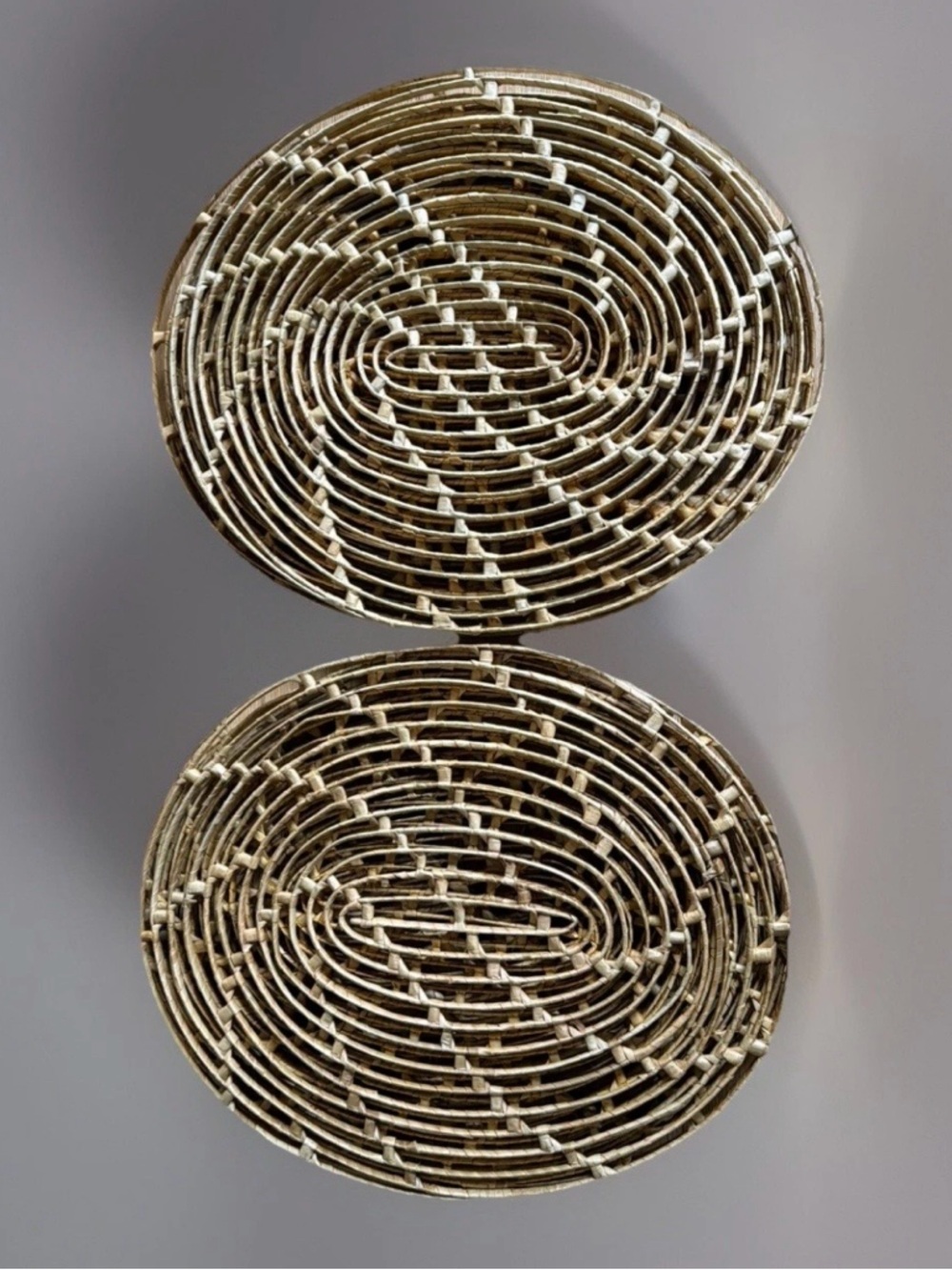 Set Of 10 Oval Braided Weave Placemats Natural Rattan Wicker Oval Boho 17”x 15”